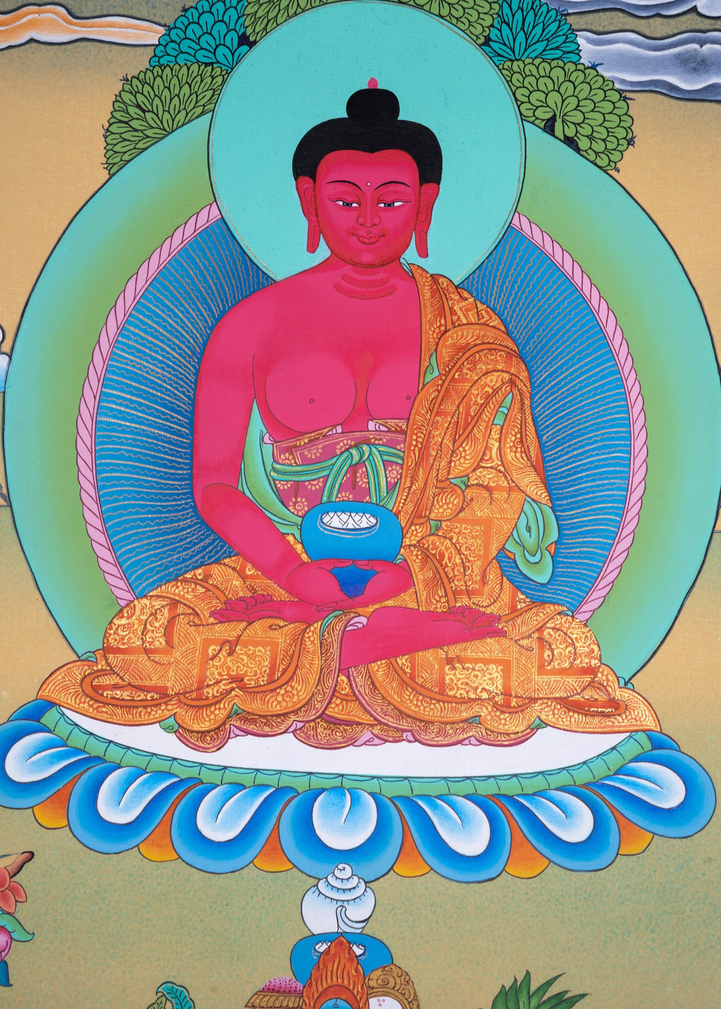 Long life Amitabha Buddha tibetan thangka - Himalayas Shop
