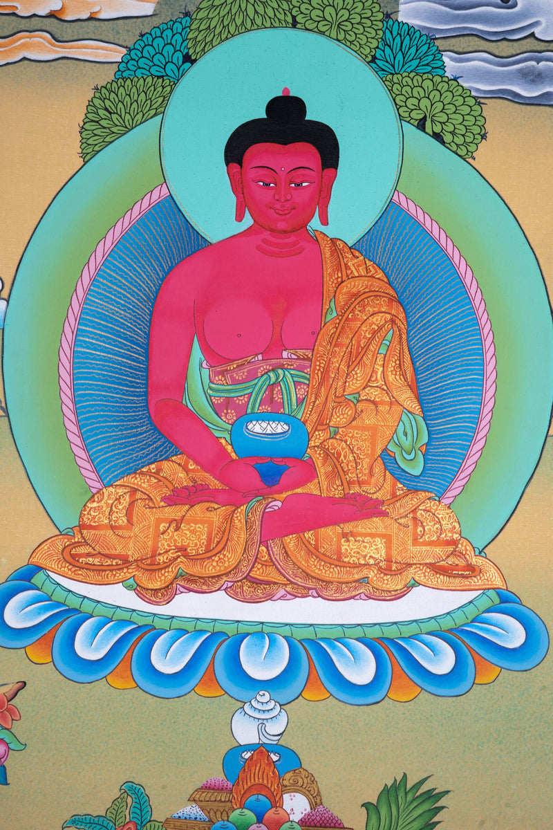 Long life Amitabha Buddha tibetan thangka - Himalayas Shop