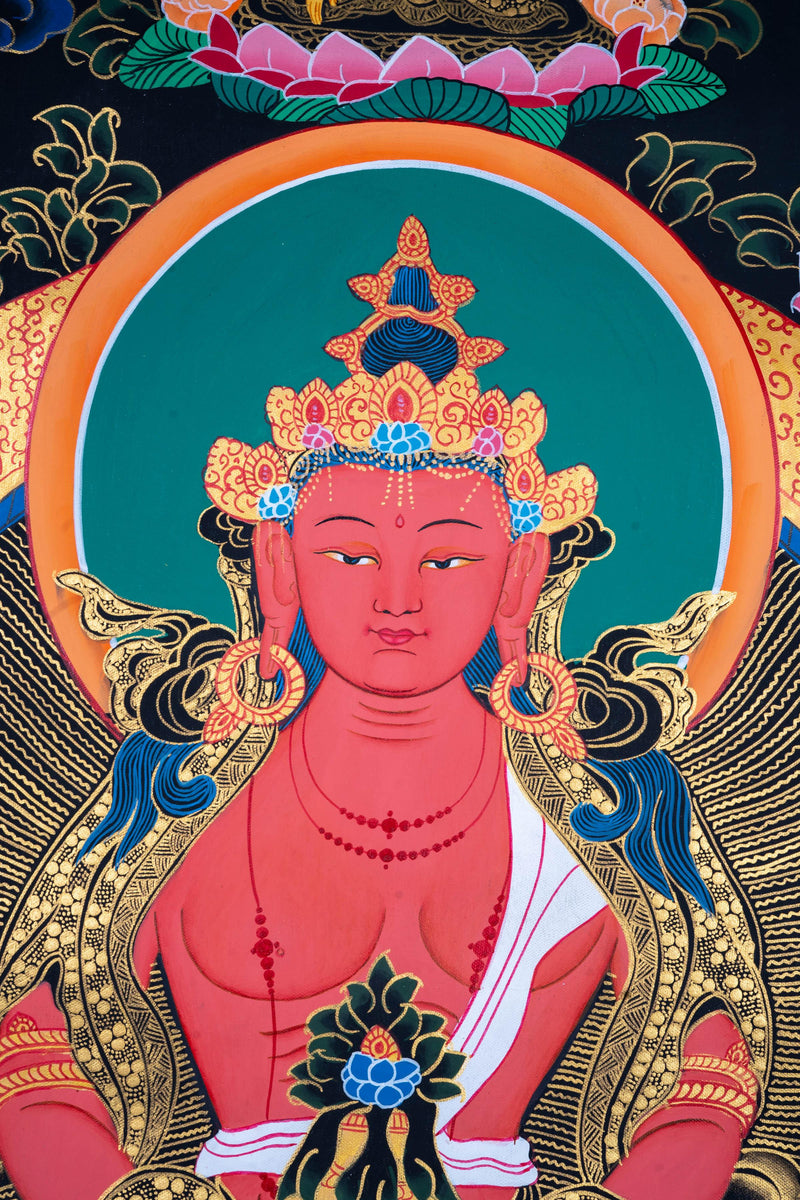 Authentic Amitabha Buddha | Long Life Buddha Thangka - Himalayas Shop