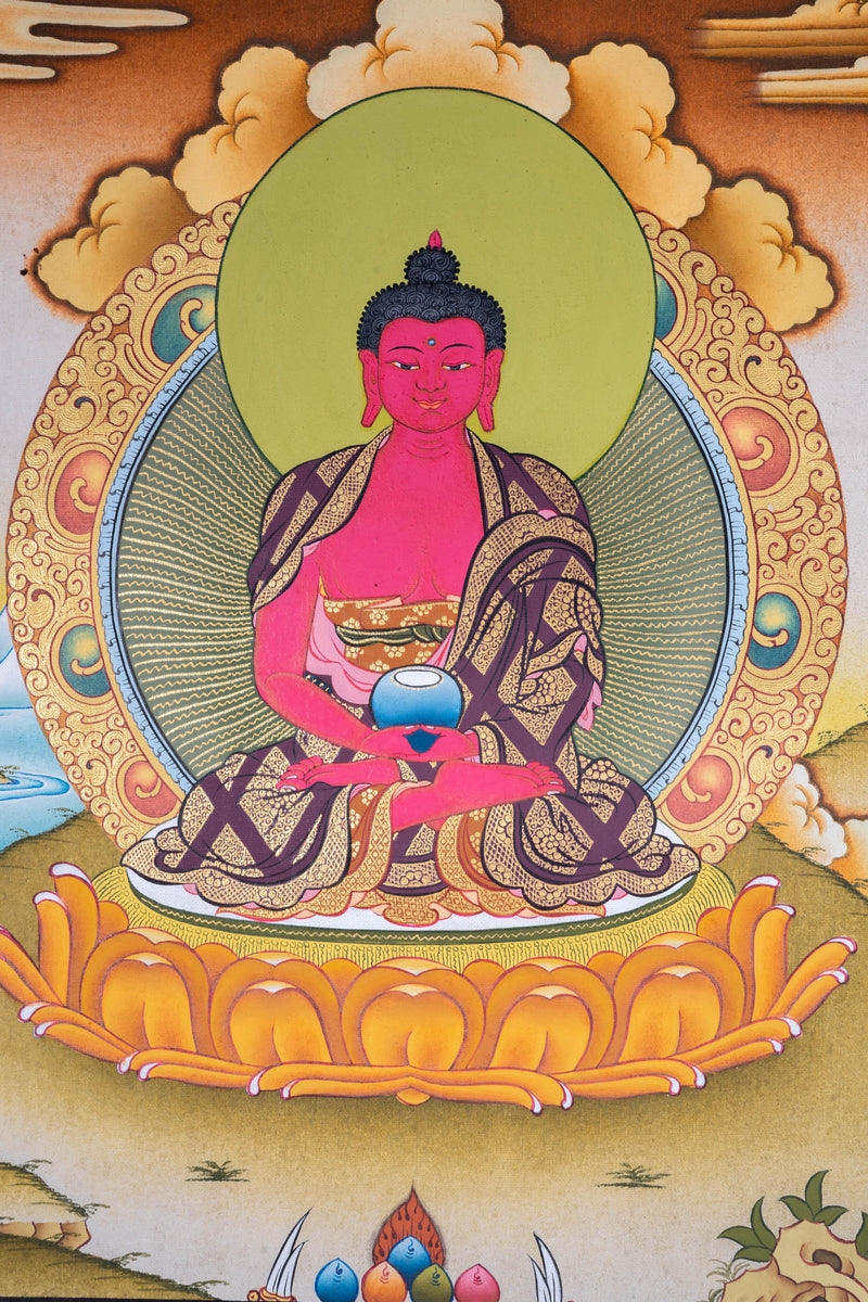 Handmade Amitabha Buddha Tibetan Thangka Art - Himalayas Shop