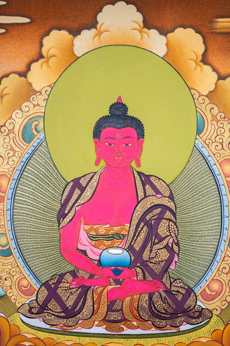Handmade Amitabha Buddha Tibetan Thangka Art - Himalayas Shop