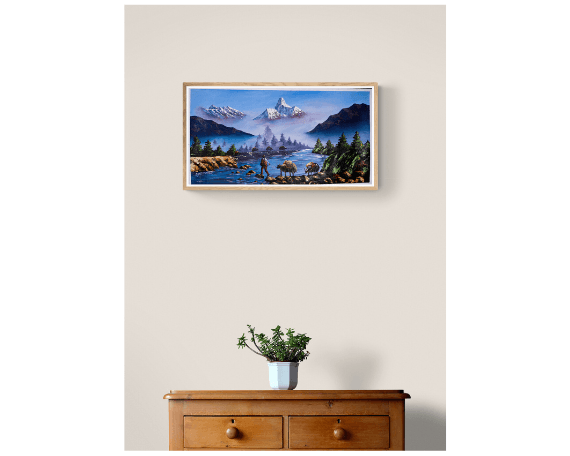 Mount Everest and Mt Ama Dublam Oil Painting - Himalayas Shop