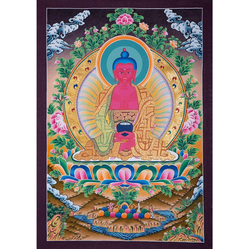 Hand made Authentic Amitabha Buddha painting from Nepal - Himalayas Shop