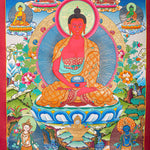 Amitabha Buddha Thangka painting on canvas with pancha buddha ( 5 Buddha) Tibetan Art