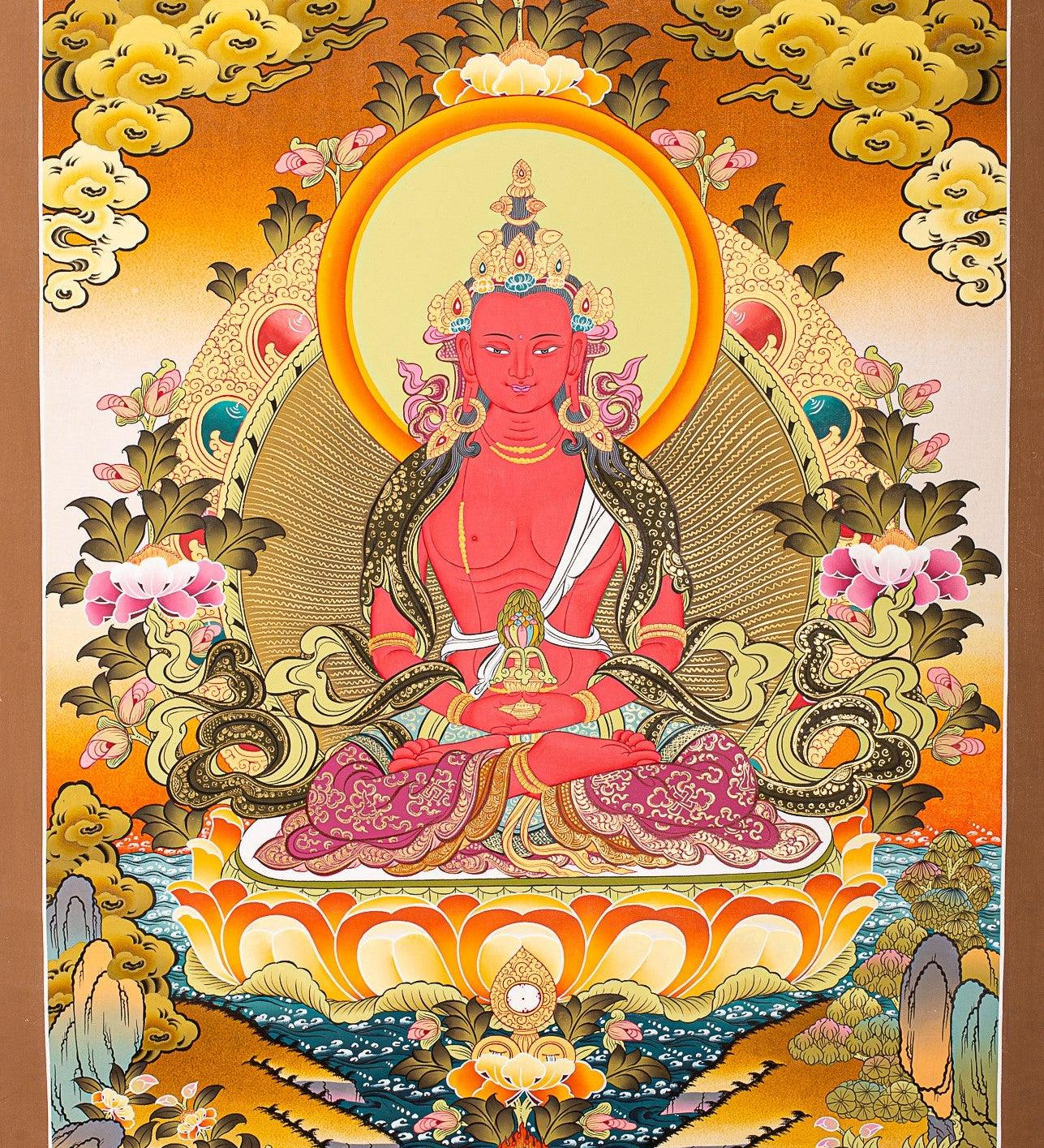 Amitayus canvas tibetan art