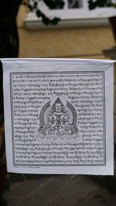 White Amitayus Buddha  Tibetan Prayer Flag