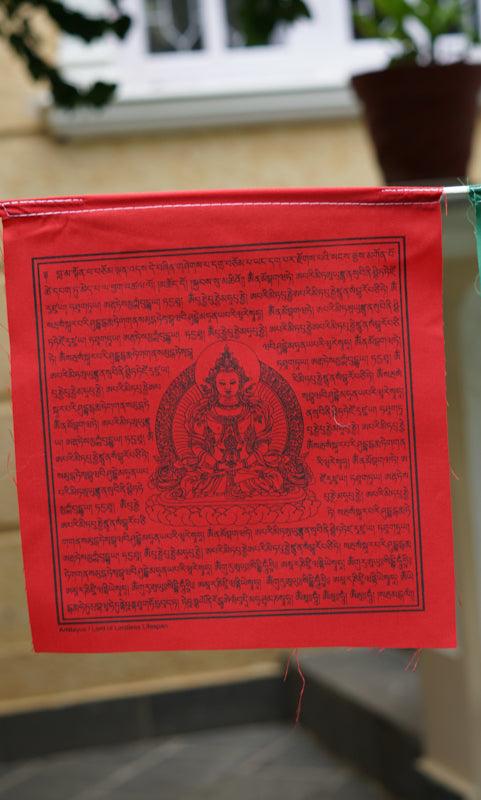 Red Amitayus Buddha Tibetan Prayer Flag