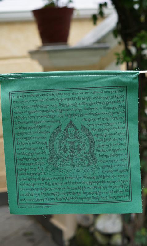 Green Amitayus Buddha Tibetan Prayer Flag
