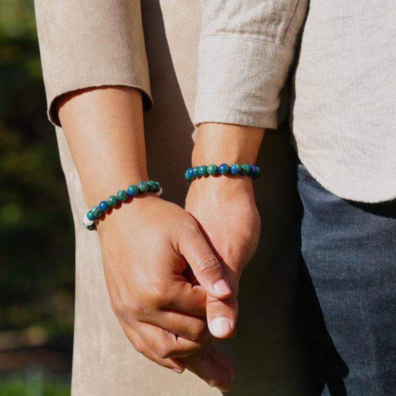 Azurite Malachite Bracelet being worn