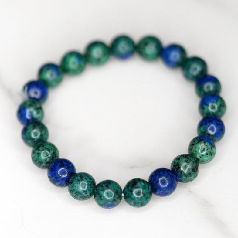 Amazon.com: Crystal Cave Natural Azurite Malachite Stone Bracelet 12 MM for  Third Eye Activation Stimulates Spiritual & Psychic Gifts : Everything Else