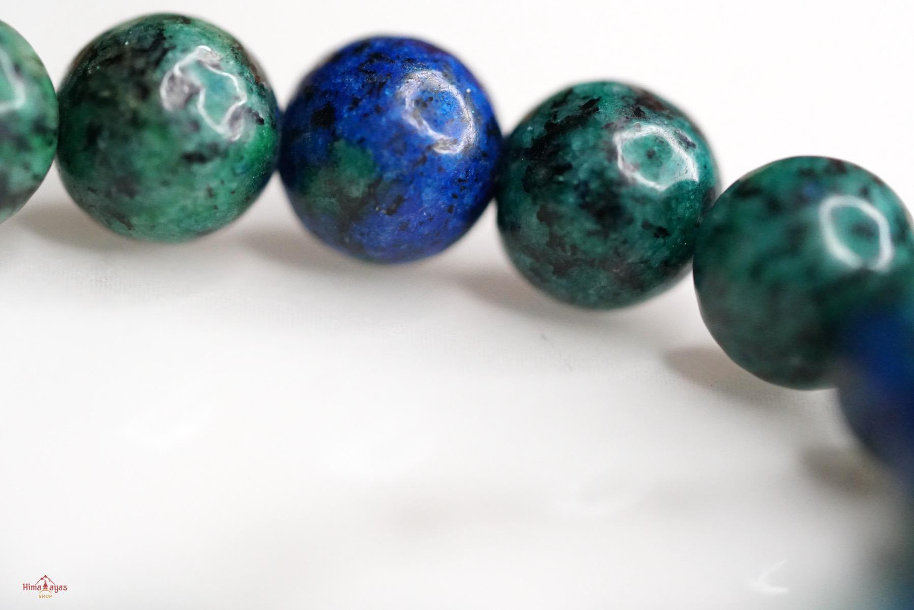 Azurite and Malachite Stone Bracelet - Elastic Band