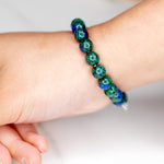 Azurite Malachite Bracelet being worn side view 