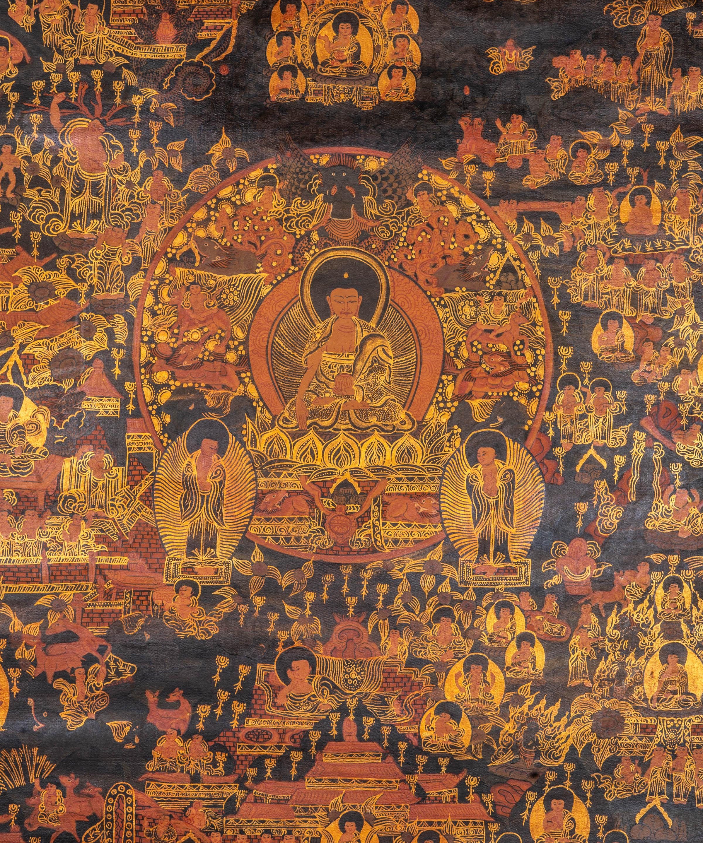 Life of Buddha Thangka Painting - Himalayas Shop