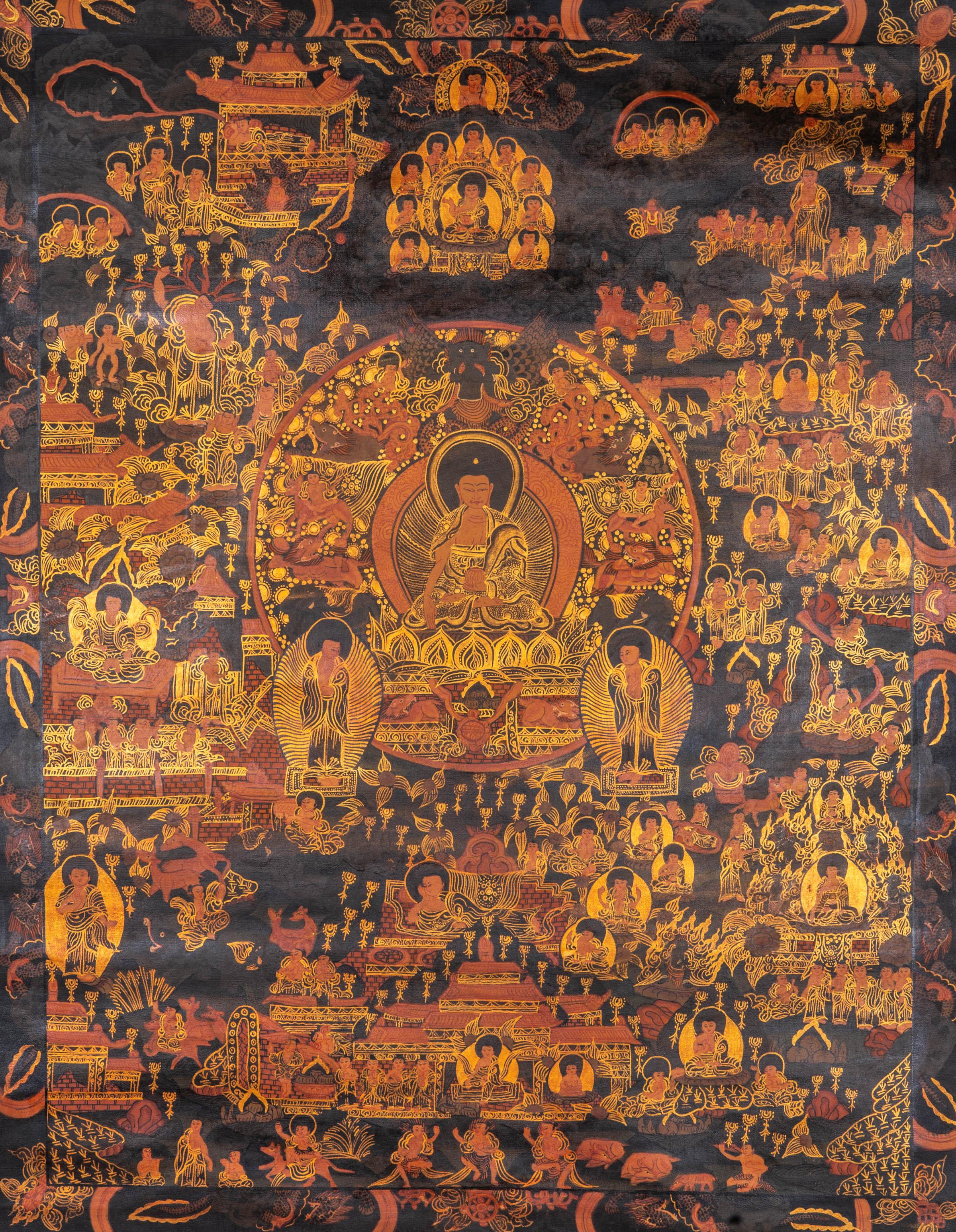 Life of Buddha Thangka Painting - Himalayas Shop