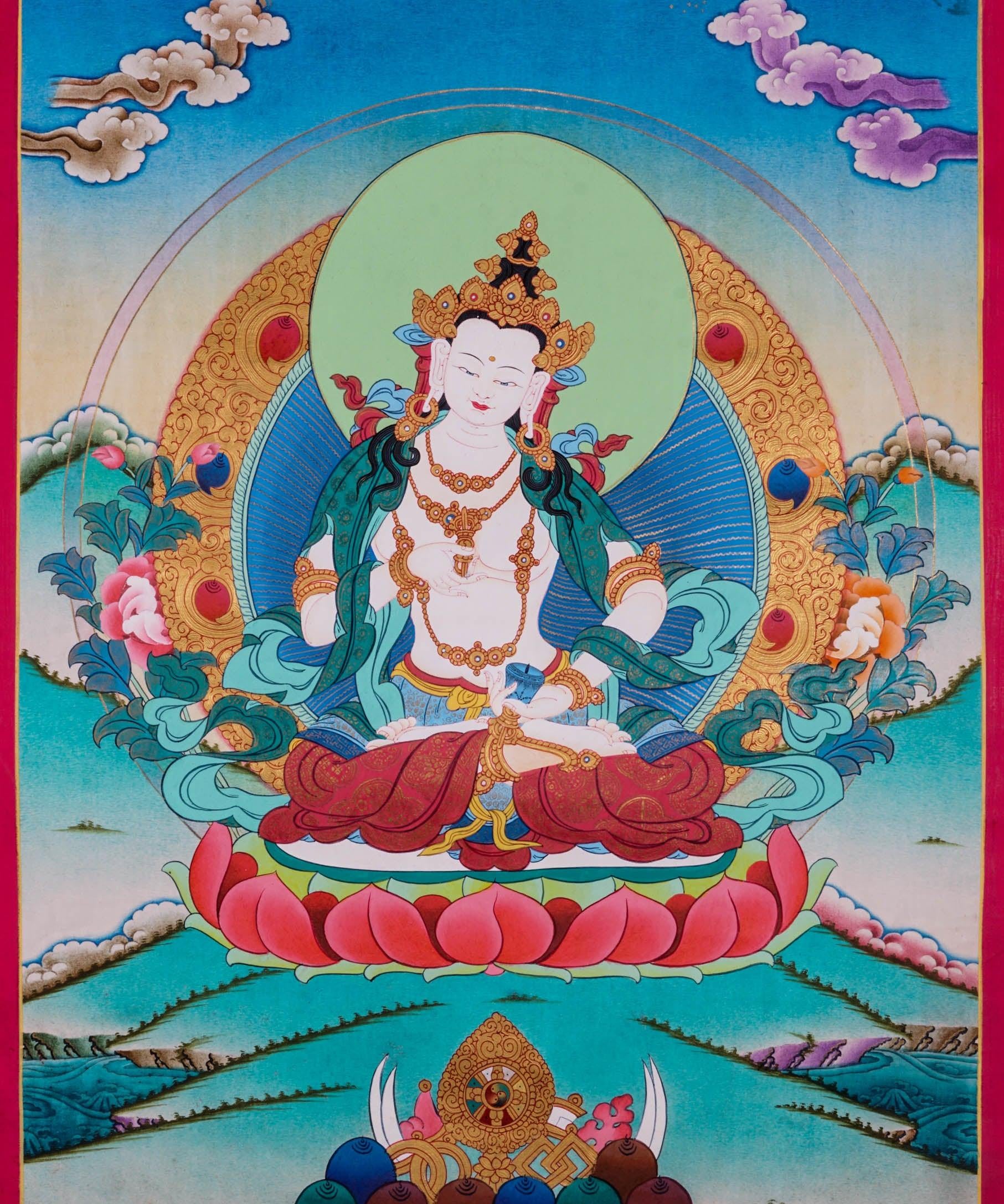 Tibetan Buddhism Vajrasattva Thangka - Best handpainted thangka painting - HimalayasShop