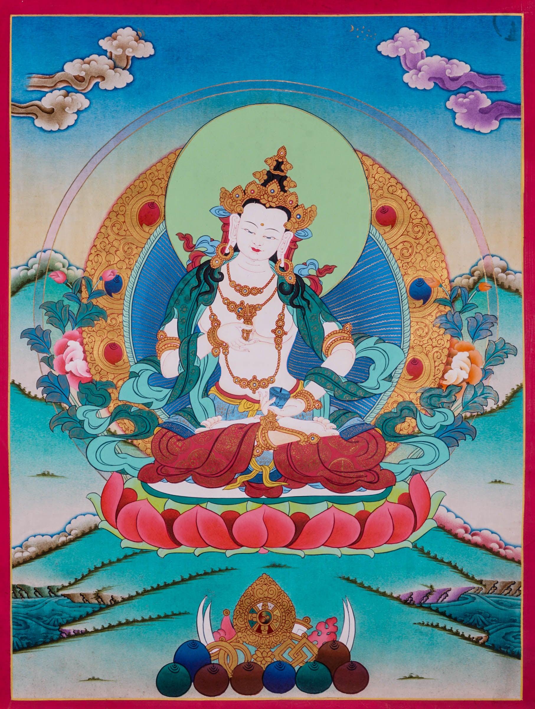 Tibetan Buddhism Vajrasattva Thangka - Best handpainted thangka painting - HimalayasShop