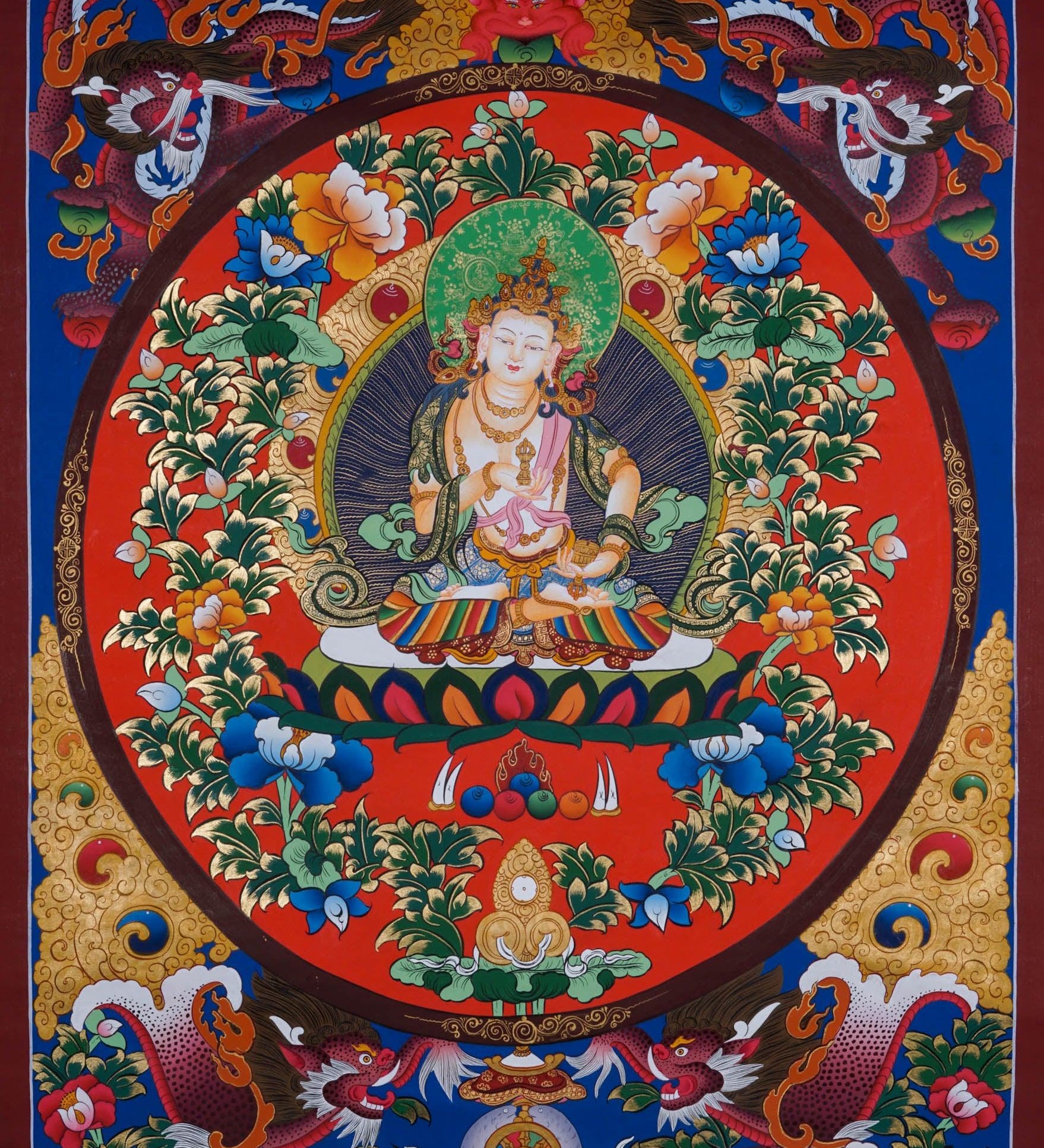 Bajrasattwa Thangka Painting - Best handpainted thangka painting - HimalayasShop