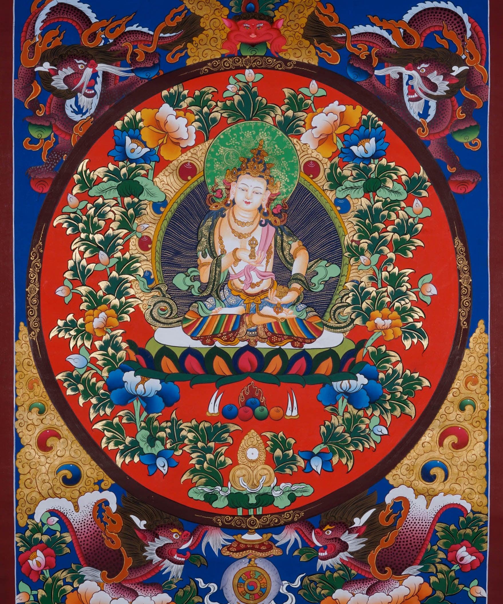 Bajrasattwa Thangka Painting - Best handpainted thangka painting - HimalayasShop