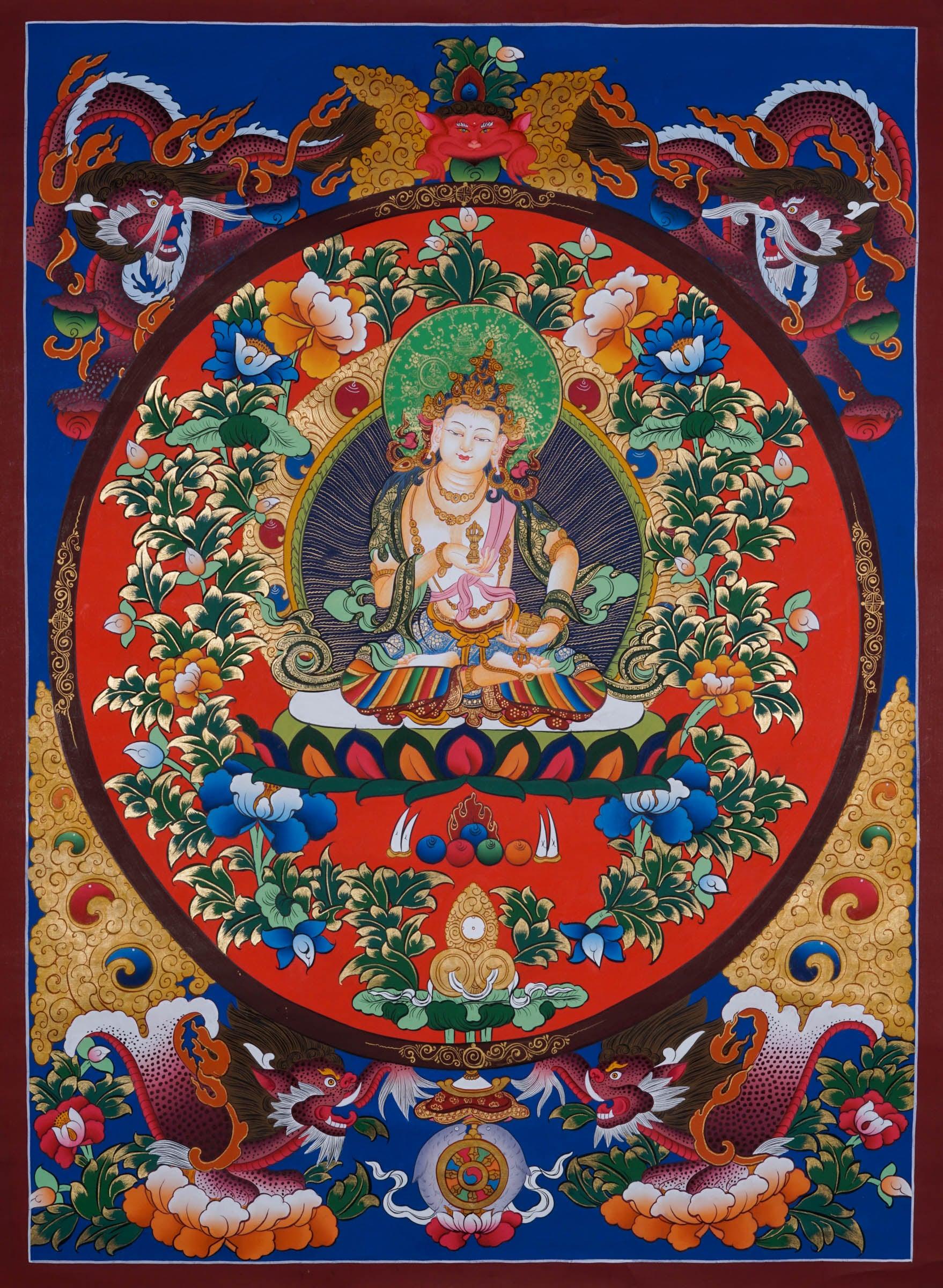 Bajrasattwa Thangka Painting - Best handpainted thangka painting - HimalayasShop