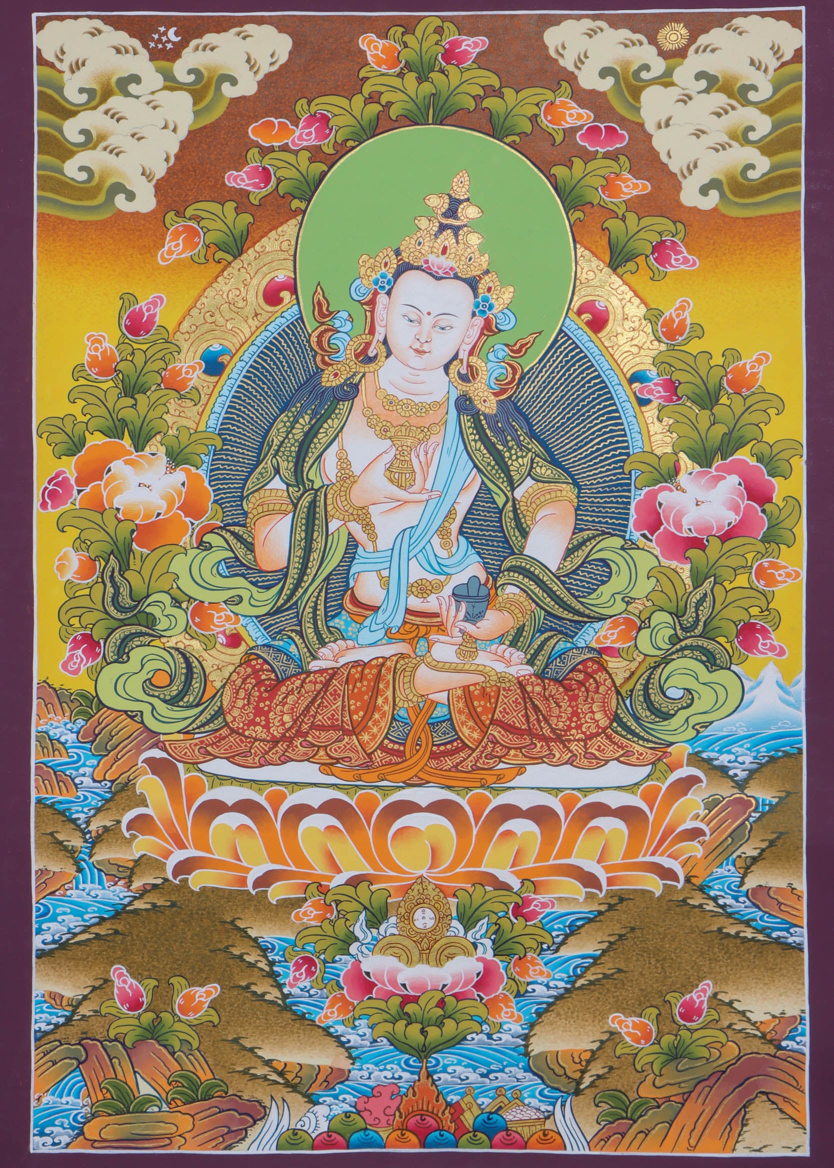 Vajrasattva Thangka Painting - Himalayas Shop