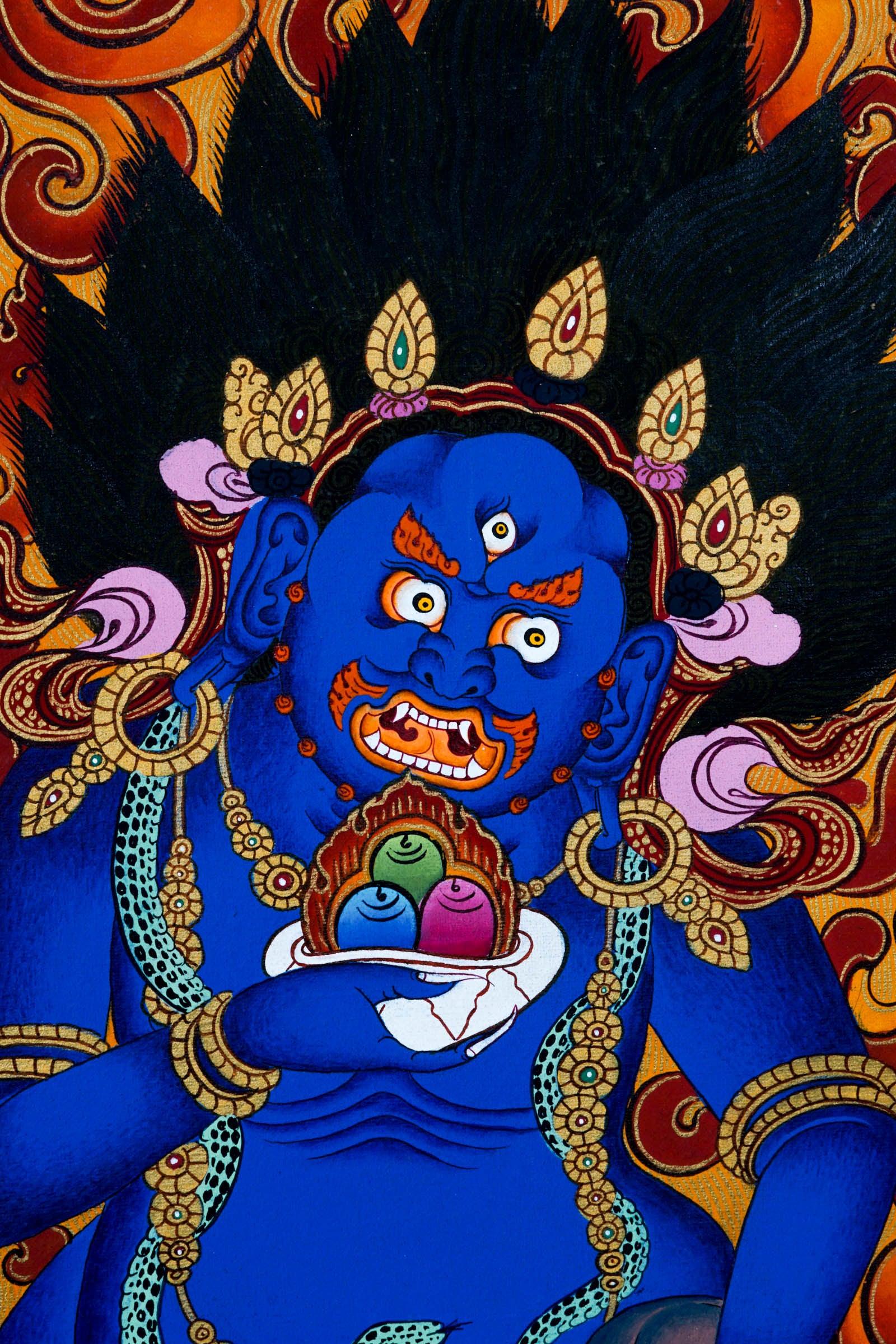 Black Kuber thangka painting - Himalayas Shop