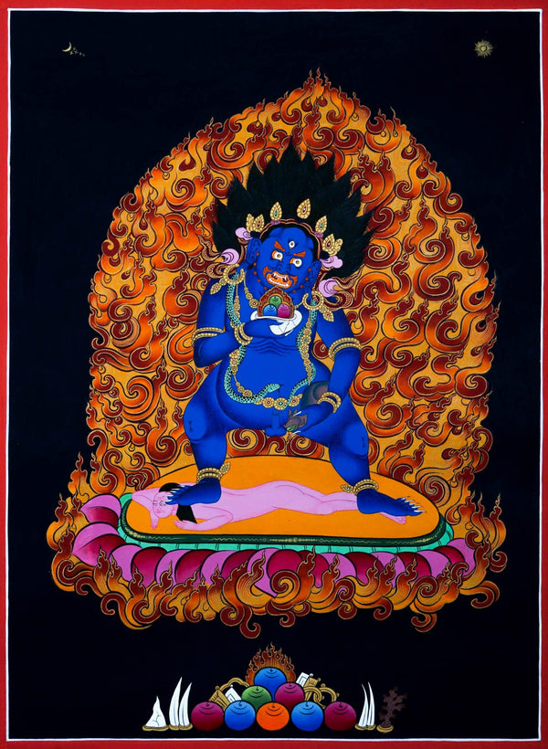 Black Kuber thangka painting - HimalayasShop