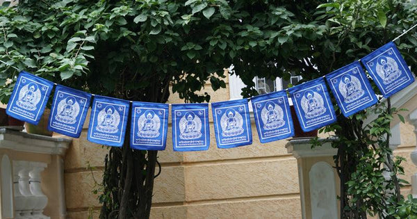 Bhaisajyaguru  Medicine BuddhaPrayer Flag being hanged