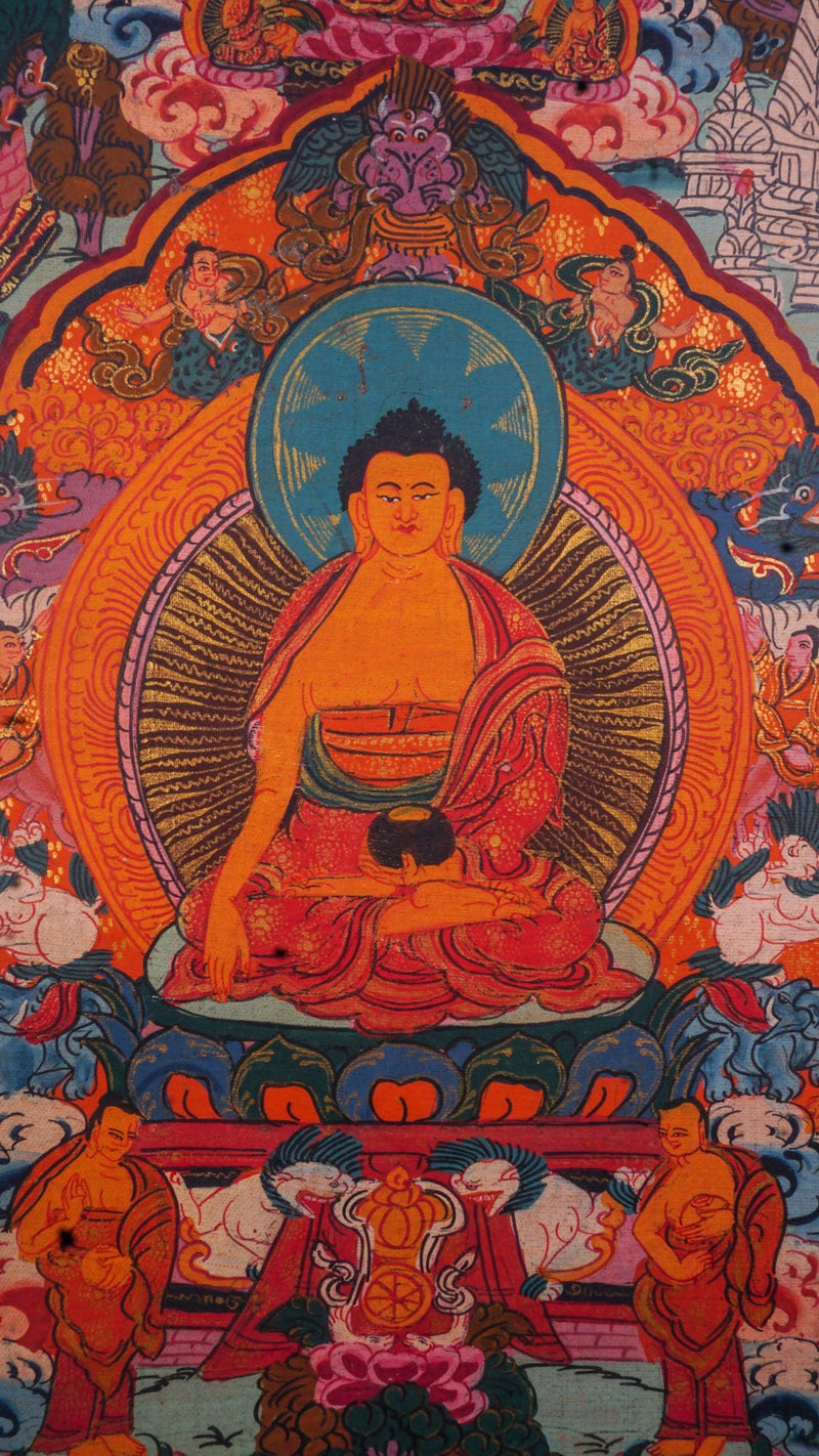 Life history of Buddha life series on cotton canvas, Tibetan Thangka painting