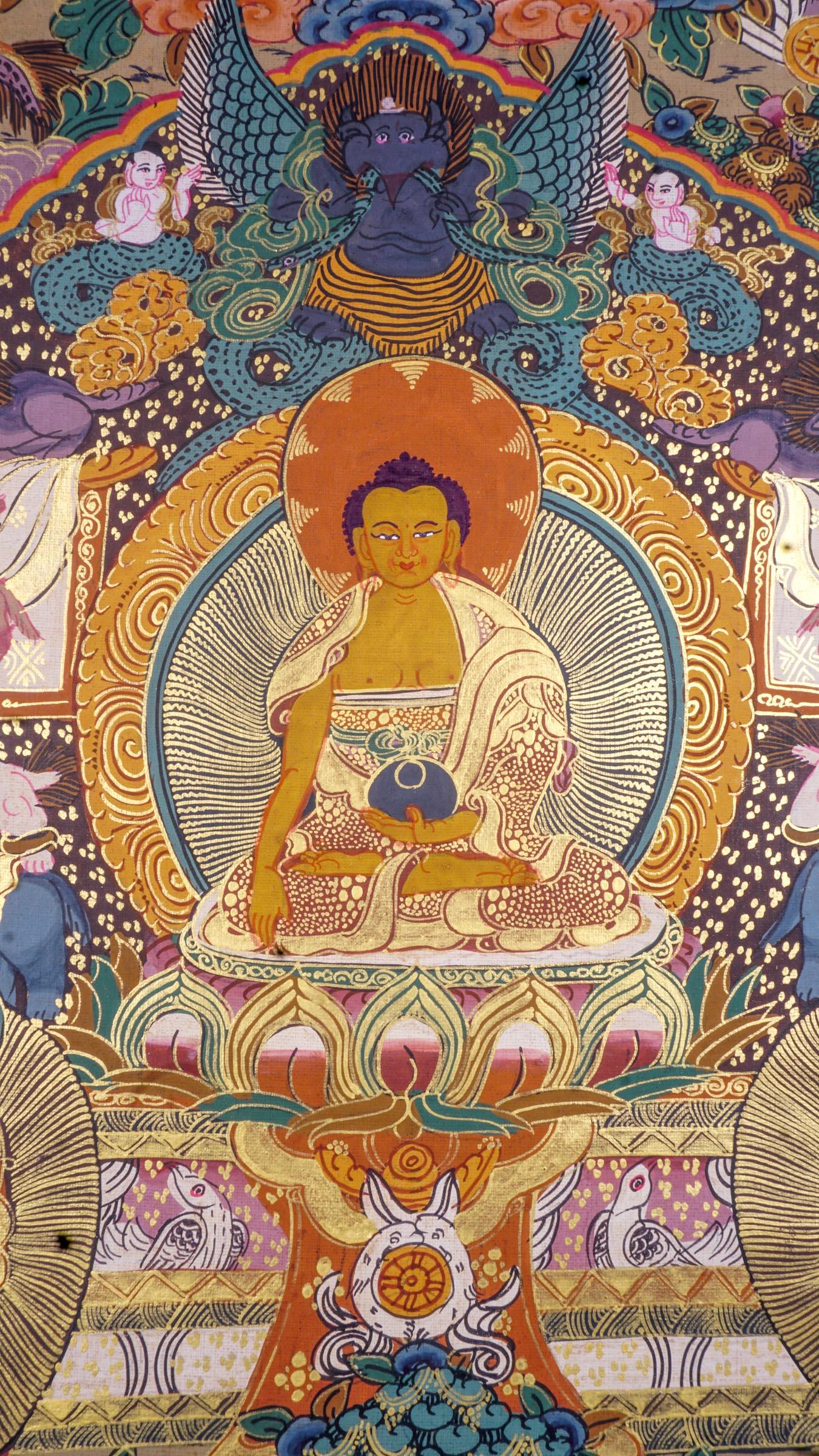 Buddha life thangka painting on canvas for wall hanging