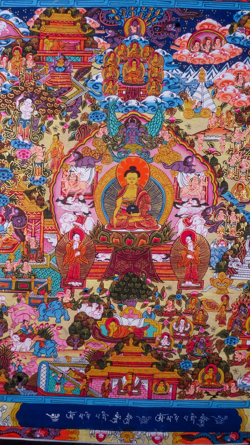 Buddha Life , Tibetan Thangka art for decoration and wall hanging