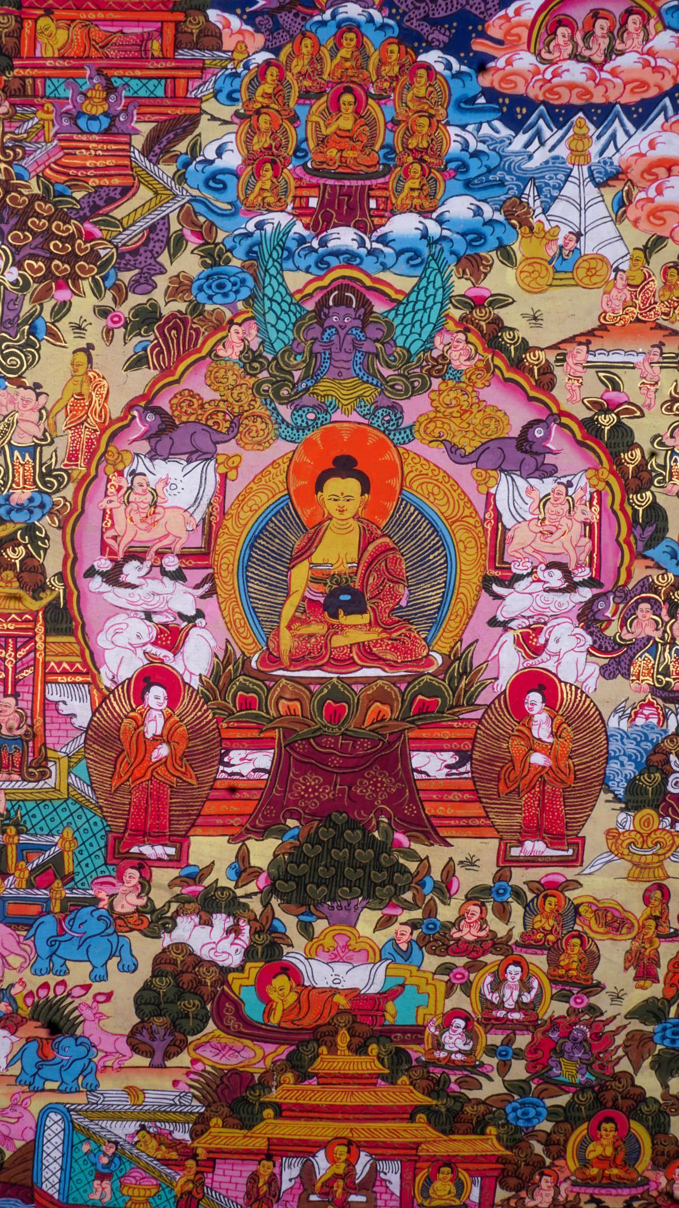 Buddha Life , Tibetan Thangka art for decoration and wall hanging