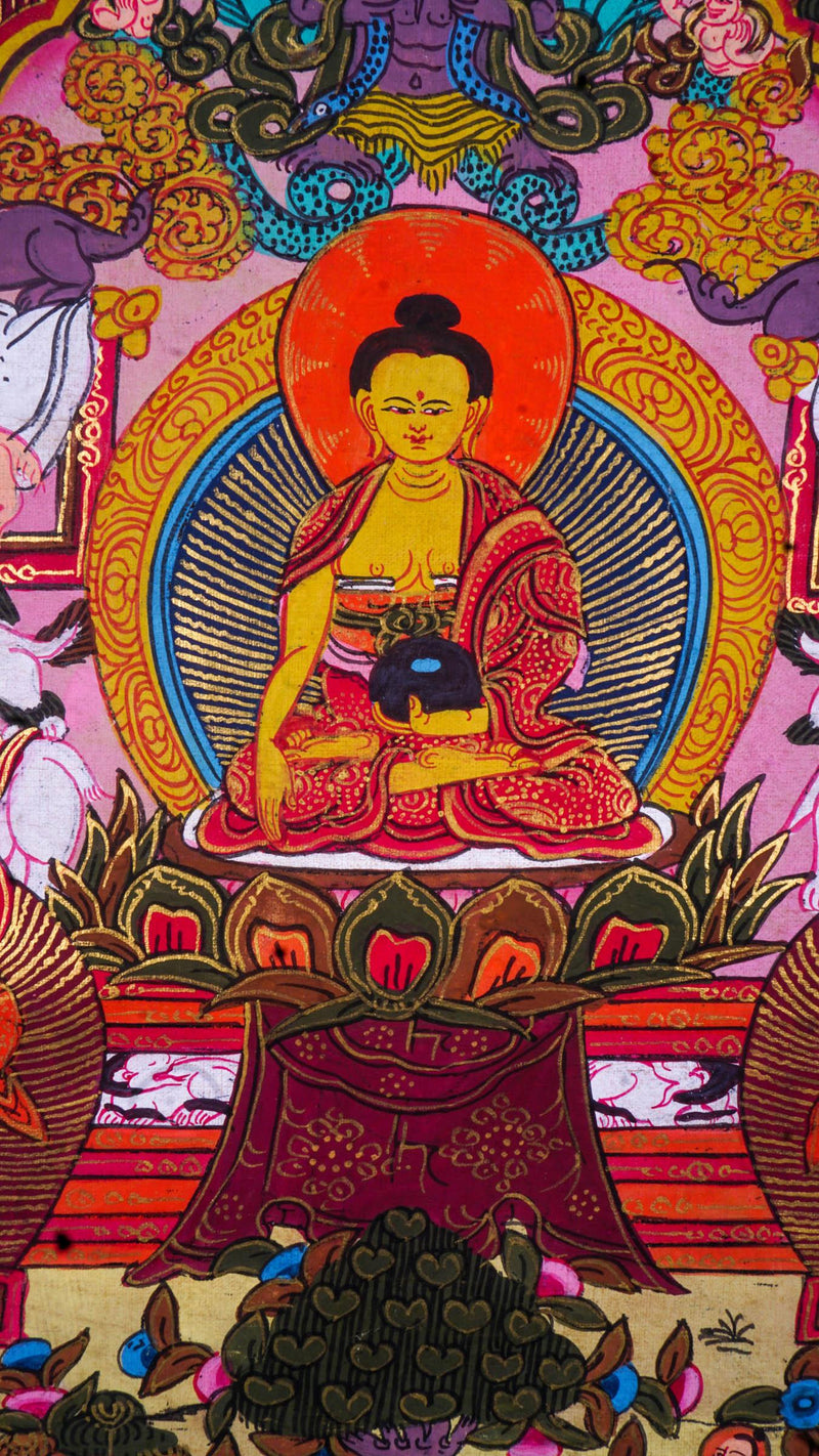 Buddha Life , Tibetan Thangka art for decoration and wall hanging