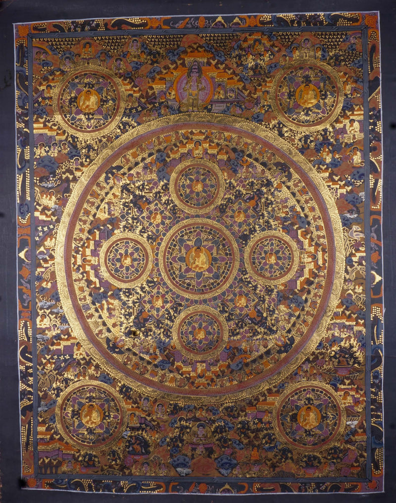 Buddha Mandala Thangka art painting from Nepal for Tantra practice and buddhism