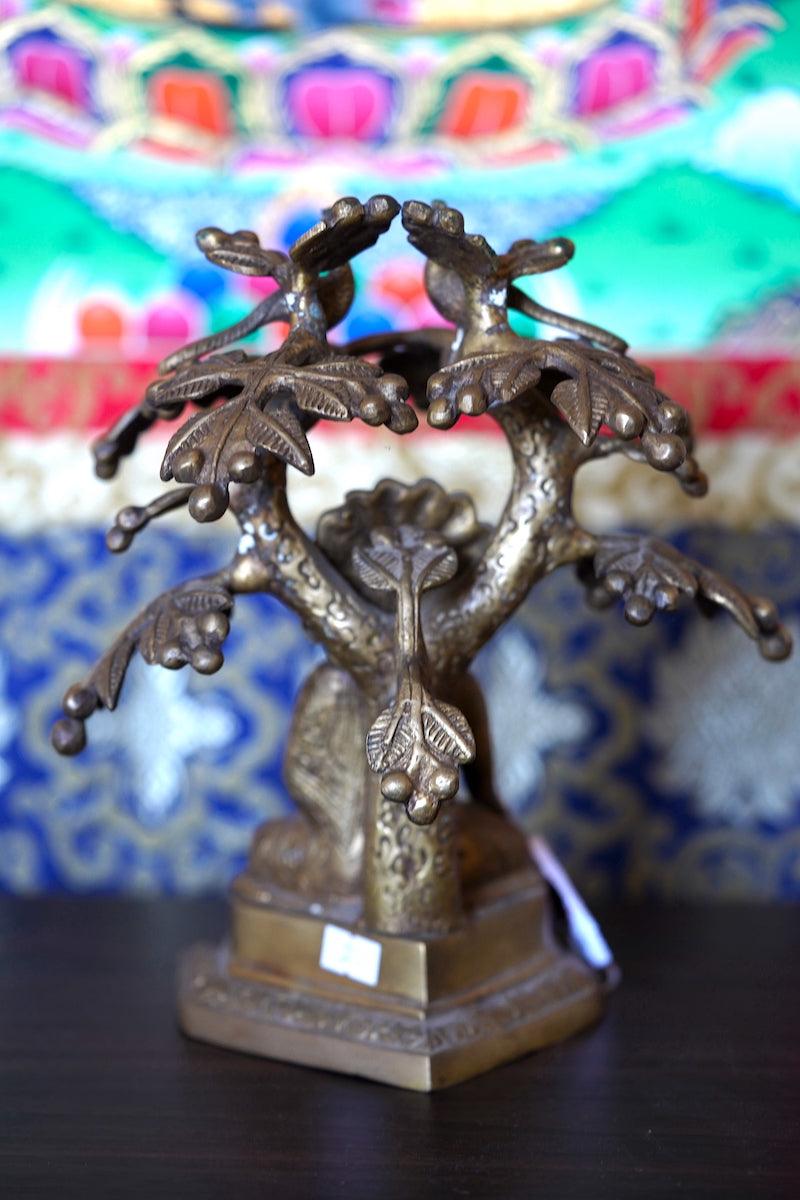 Buddha statue on Bodgaya tree during his enlightenment handmade in Nepal for home decoration