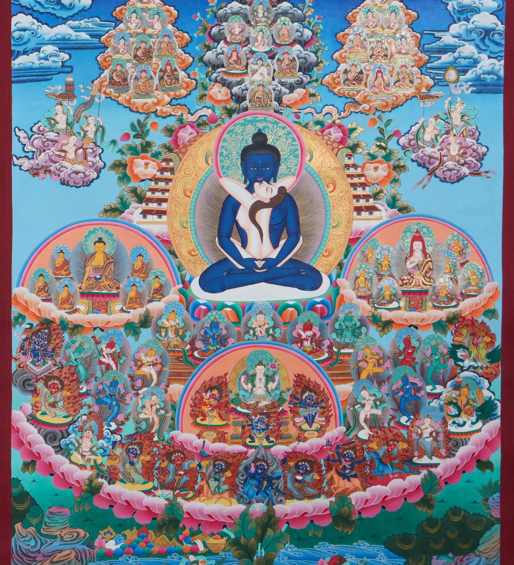 Handpainted Tibetan Buddha Shakti Thangka Painting