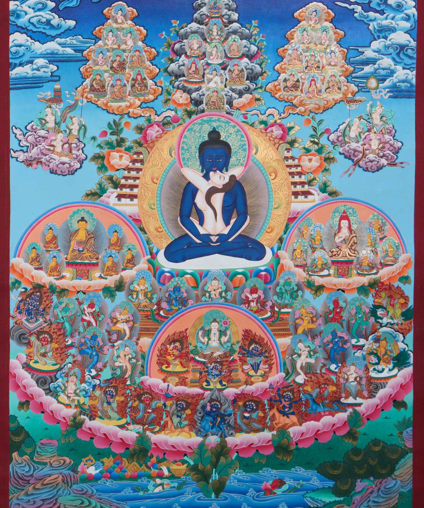 Handpainted Tibetan Buddha Shakti Thangka Painting