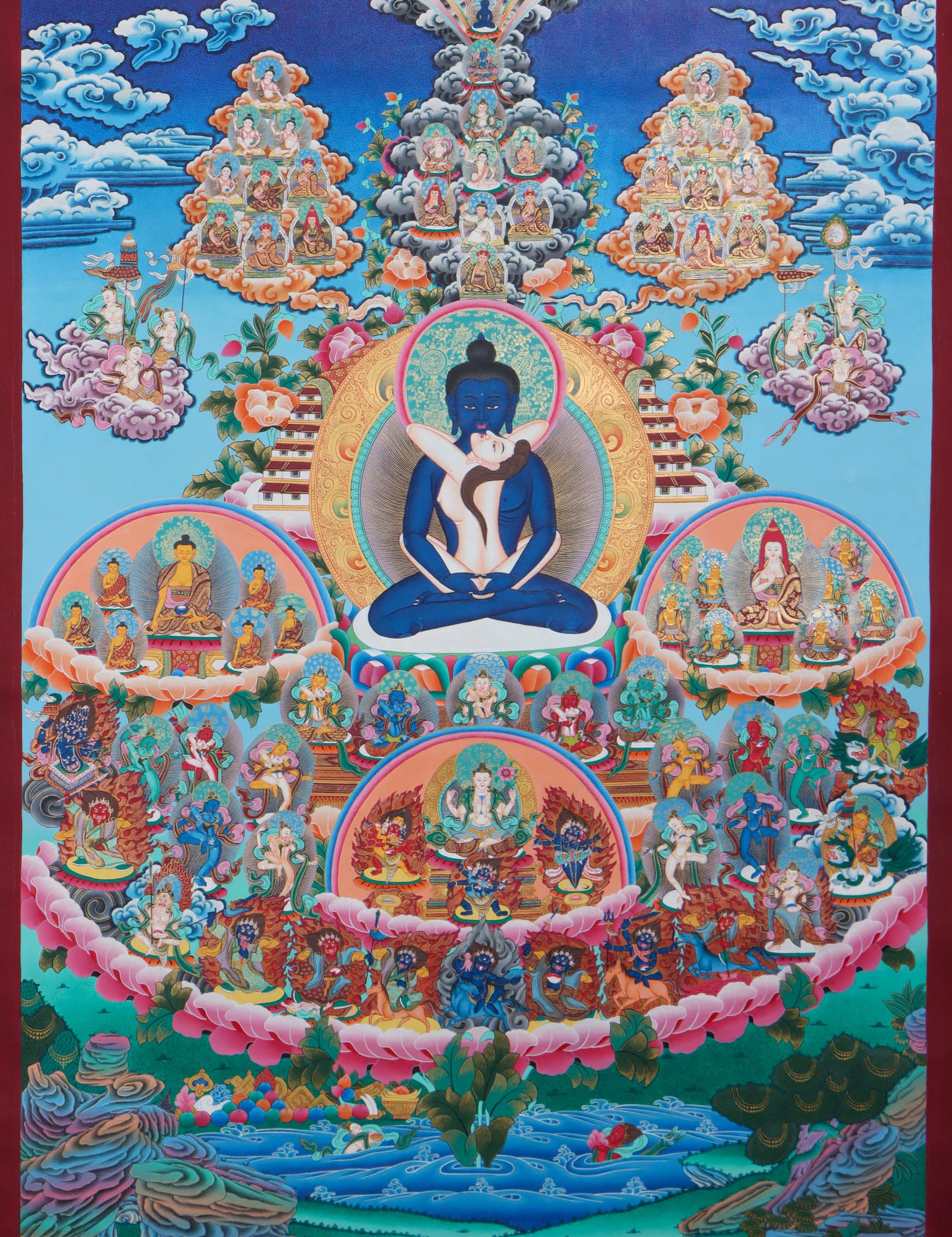 Handpainted Tibetan Buddha Shakti Thangka Painting