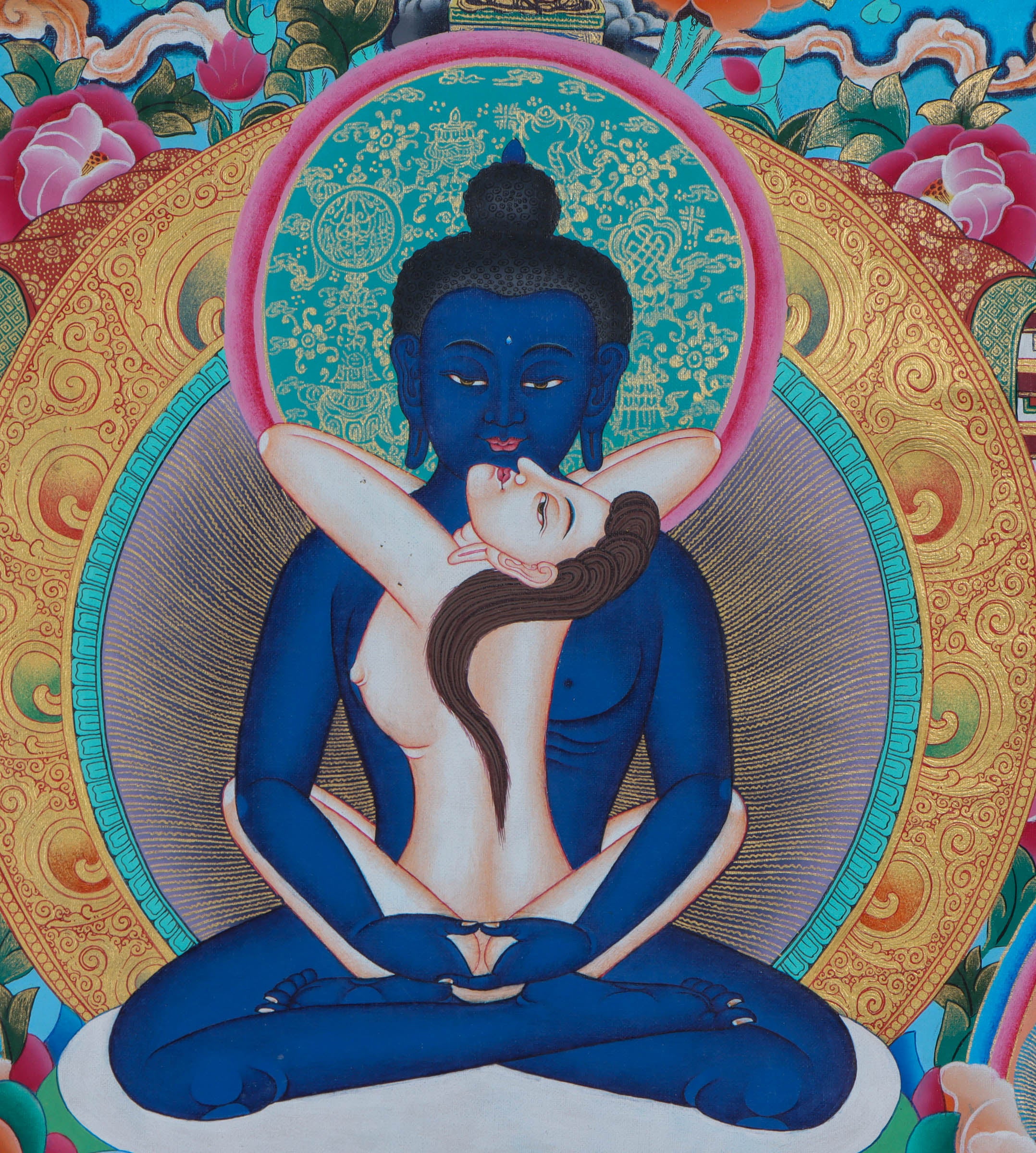 Handpainted Tibetan Buddha Shakti Thangka Painting
