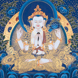 Chengresi Thangka with auspicious symbol - Himalayas Shop
