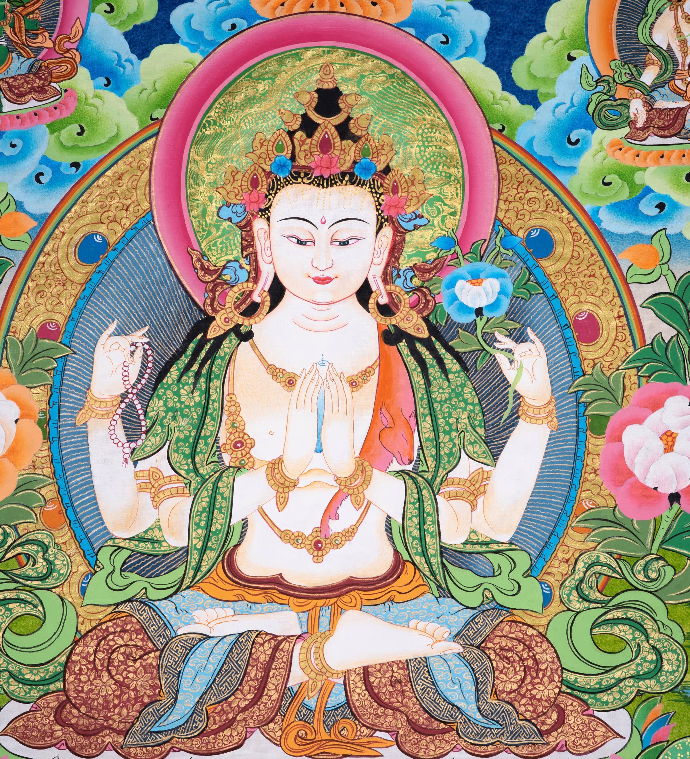 Chenrezig Bodhisattva thangka - Himalayas Shop