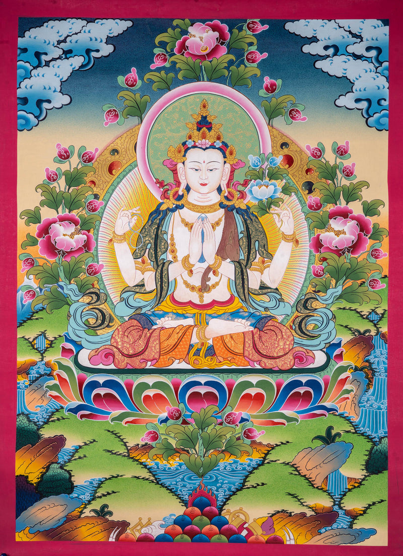 Tibetan Hanging Chenrezig Art - Himalayas Shop