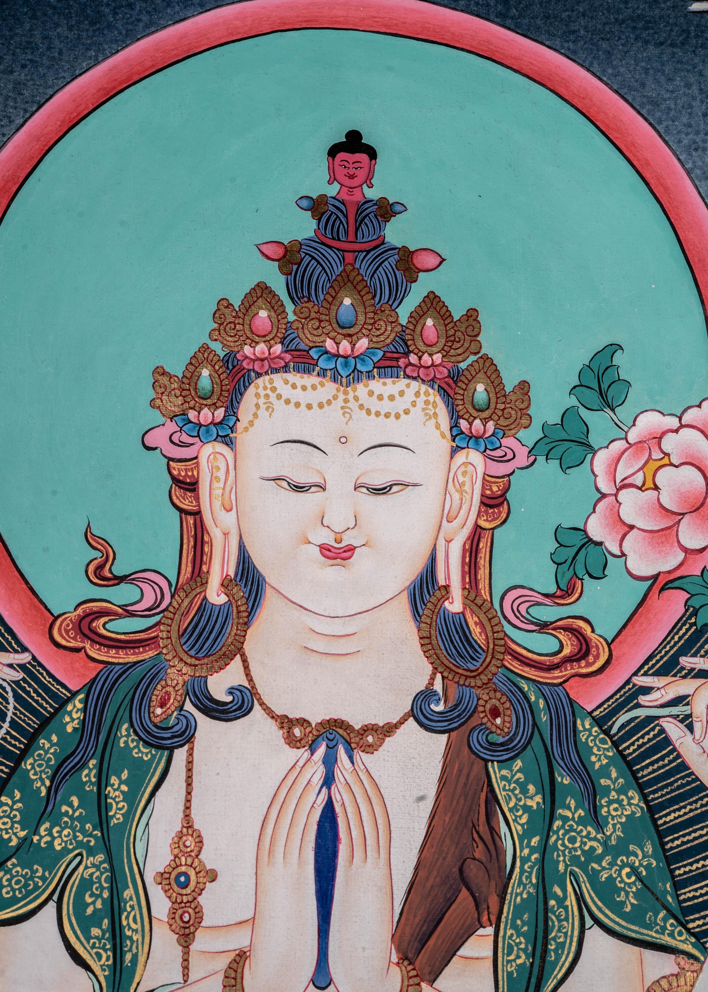 4 Arm Chenrezig Thangka - Himalayas Shop