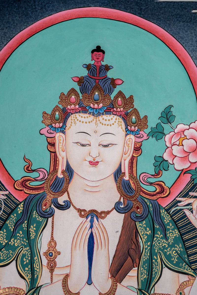 4 Arm Chenrezig Thangka - Himalayas Shop