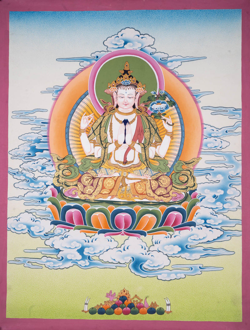 High quality Chenrezig Thangka - Himalayas Shop