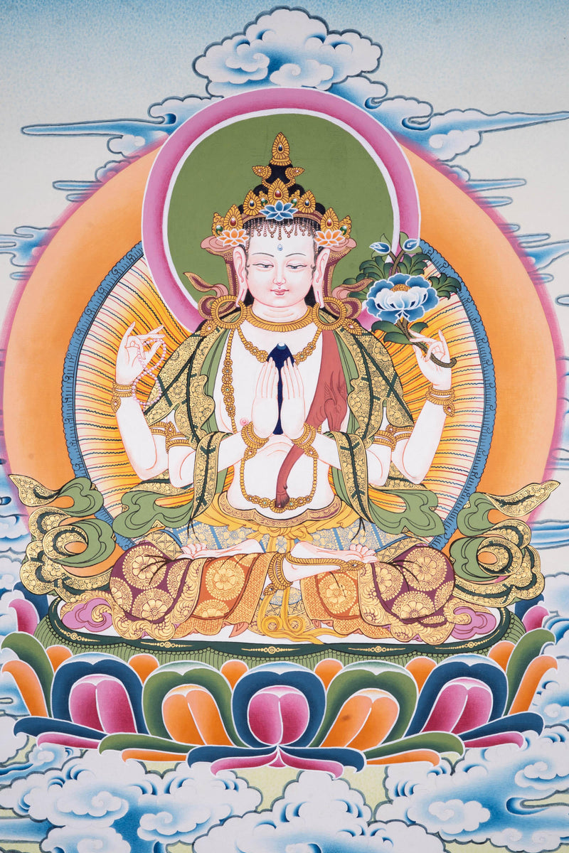 High quality Chenrezig Thangka - Himalayas Shop