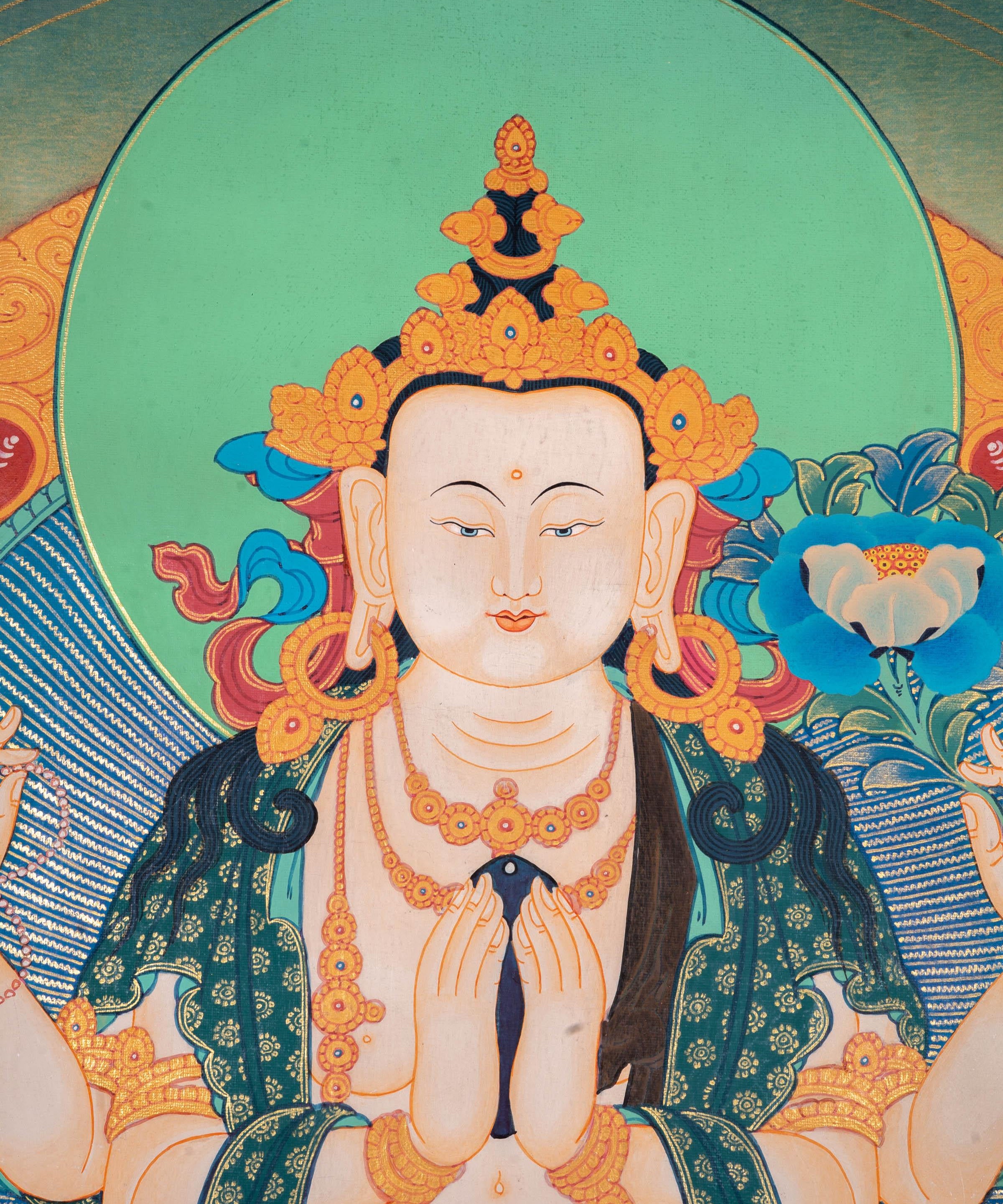 Antique Chengresi Thangka Painting - Himalayas Shop