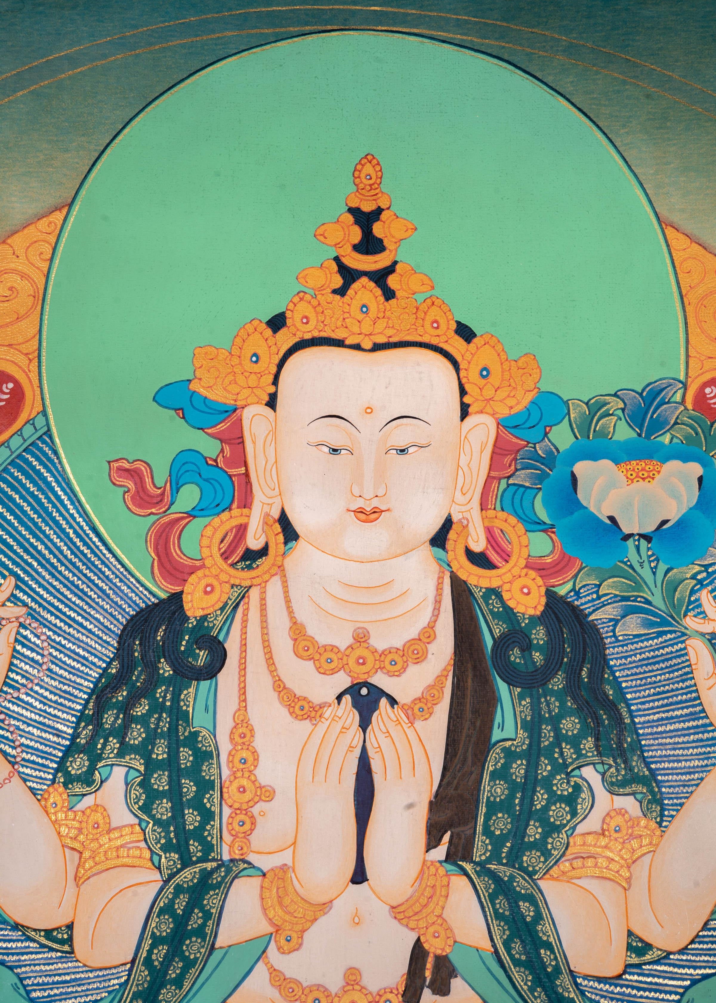 Antique Chengresi Thangka Painting - Himalayas Shop
