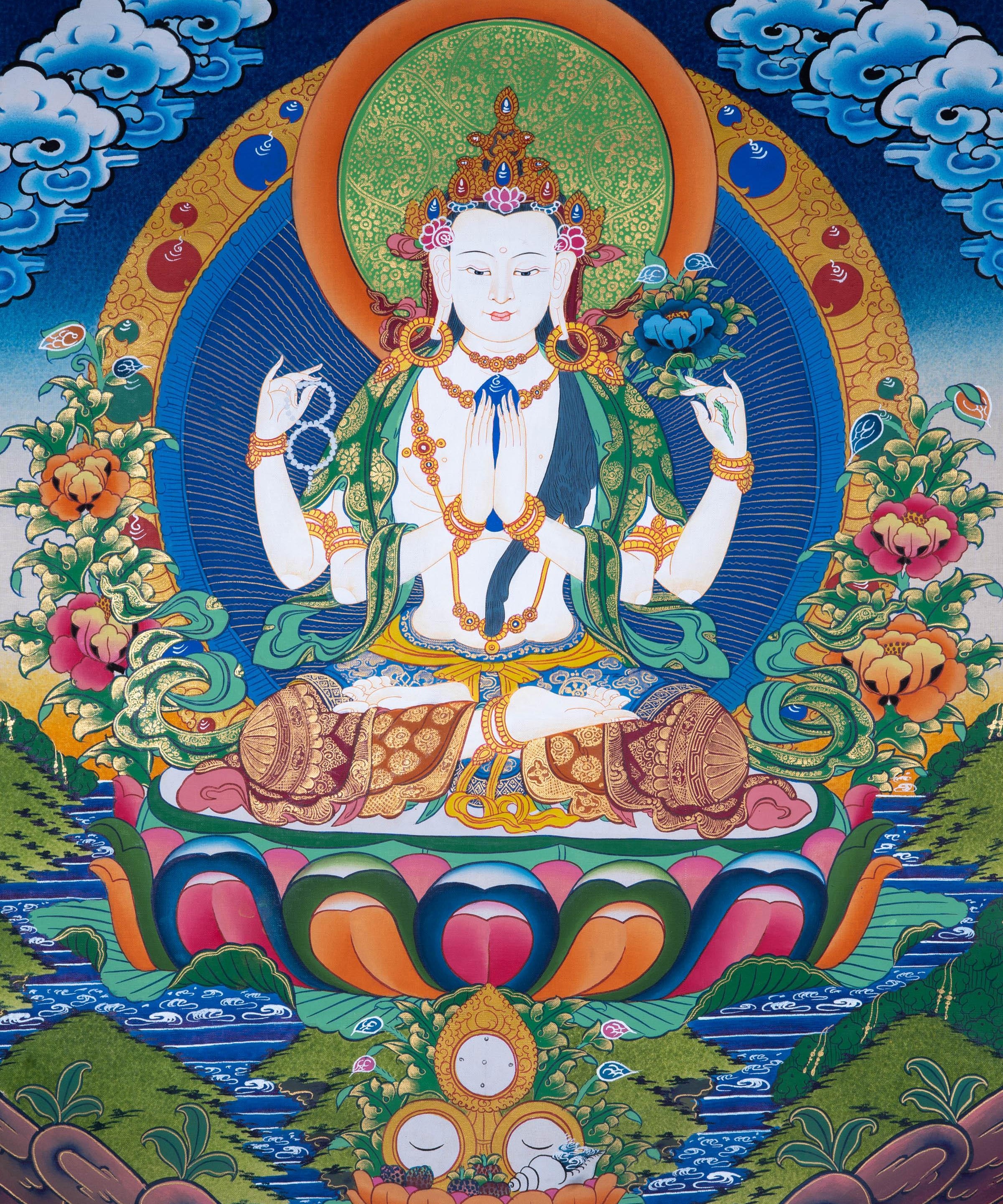 Genuine Hand Painting of Chenrezig - Himalayas Shop