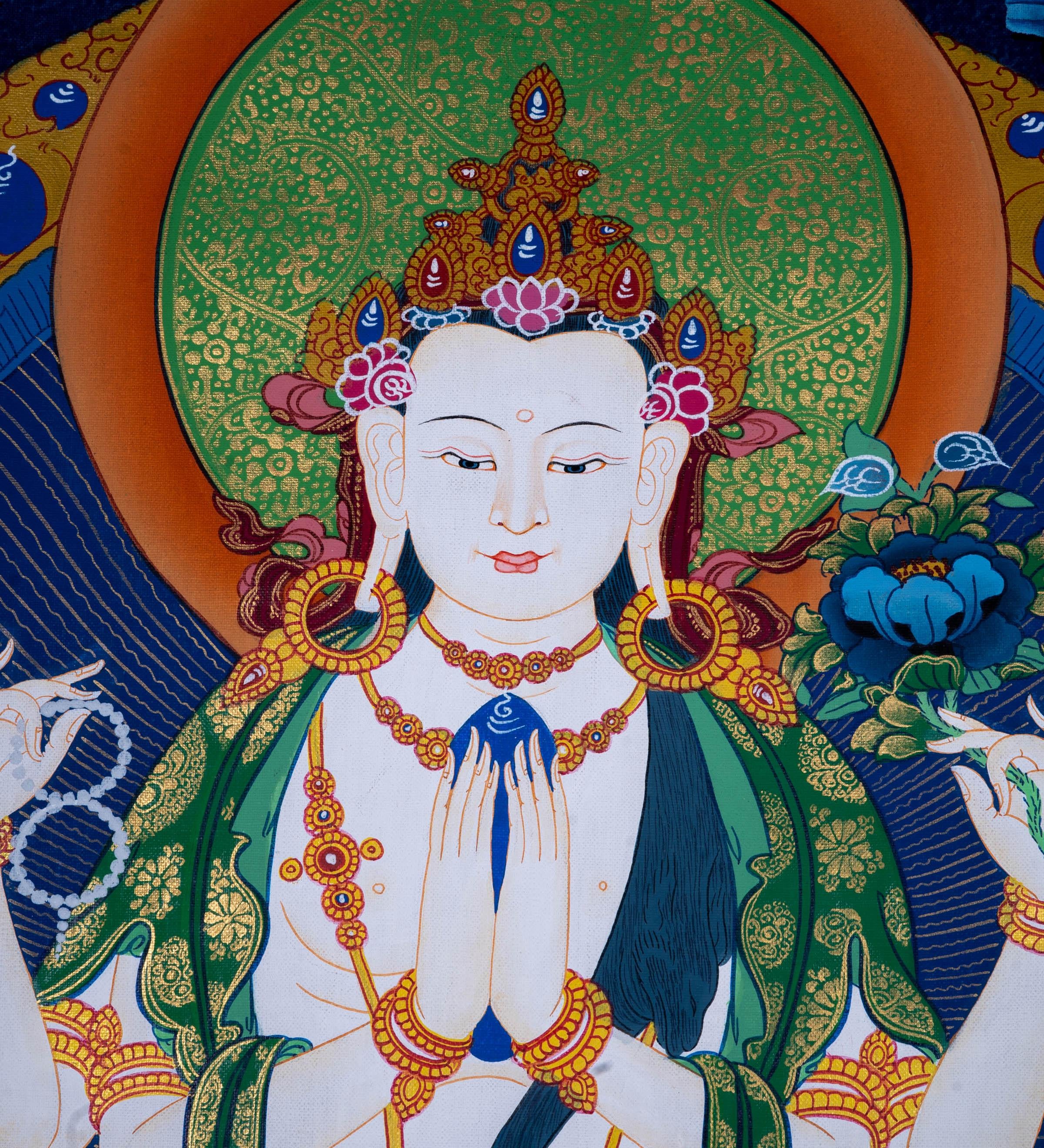 Genuine Hand Painting of Chenrezig - Himalayas Shop