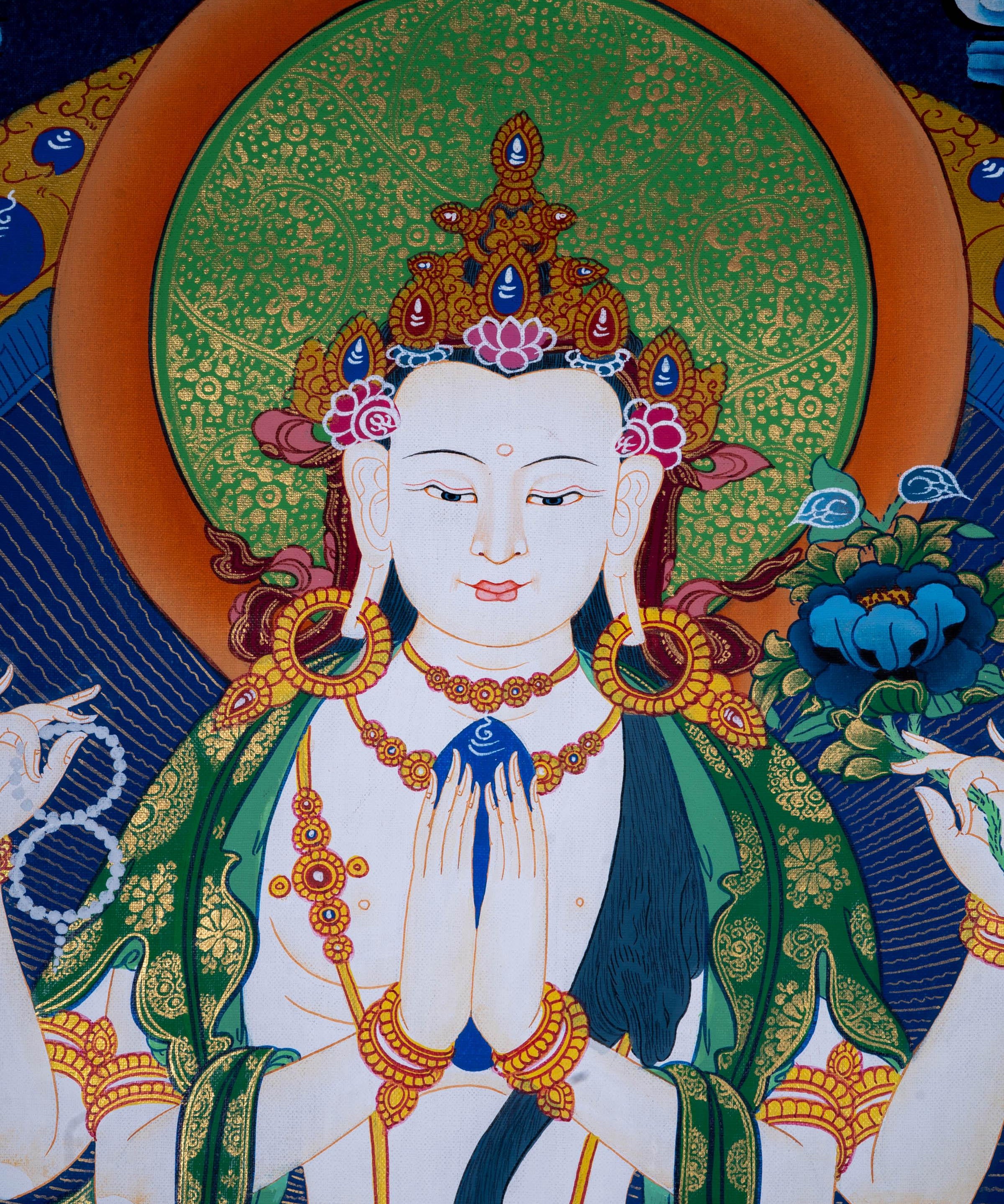 Genuine Hand Painting of Chenrezig - Himalayas Shop